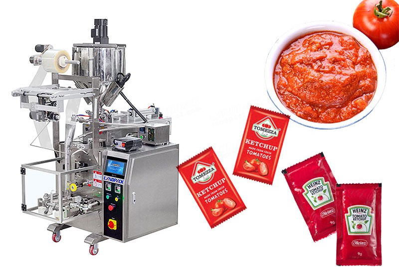 Máquina envasadora de bolsas con sellado lateral multifuncional para salsa/ketchup